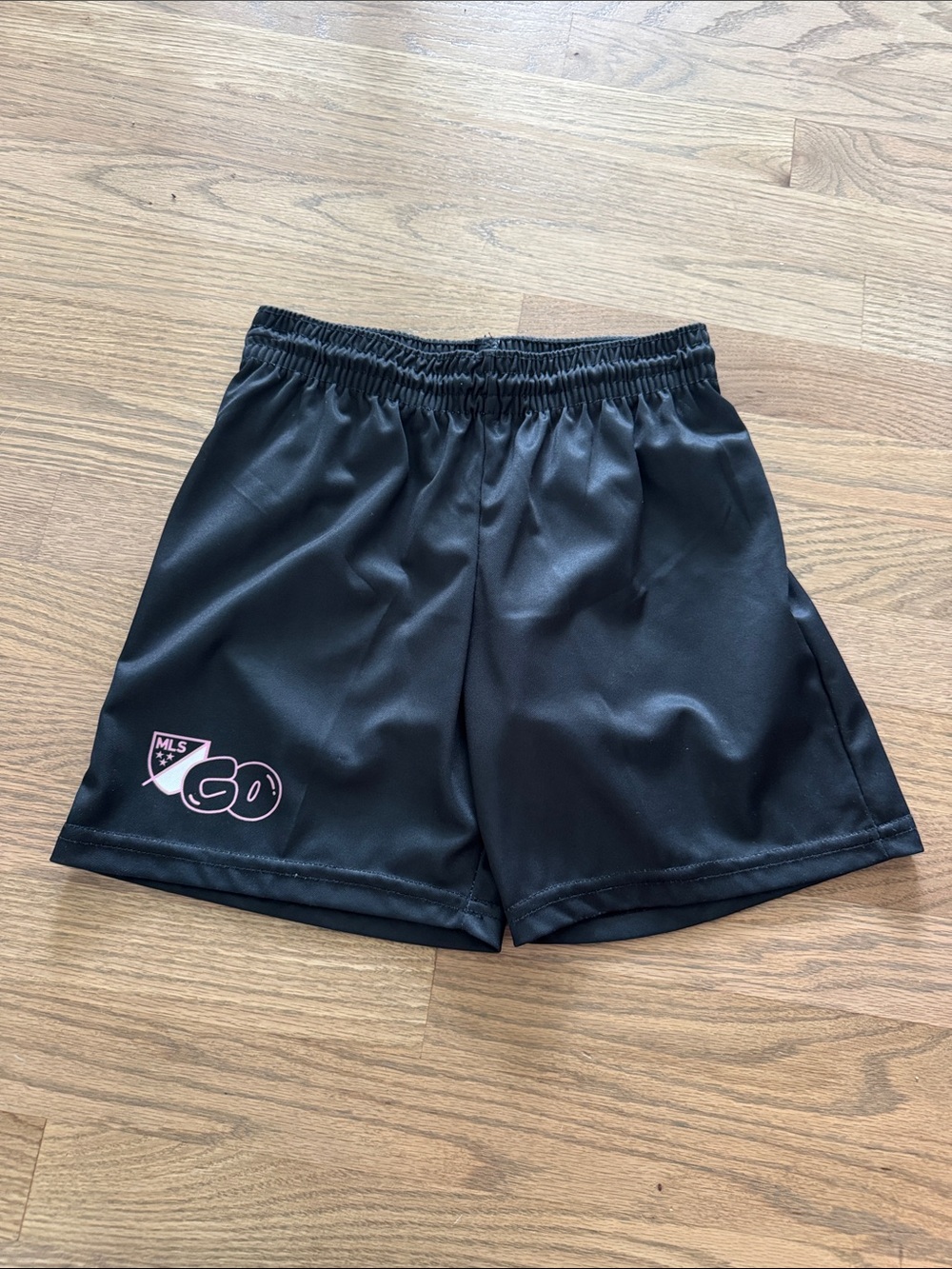 MLS Go Kids Black Athletic Shorts with Pink MLS Accent